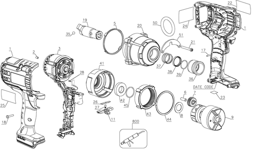 Exploded Diagram A Diagram and Parts List for BAT20-716 Type 2 Black and Decker Impact Driver